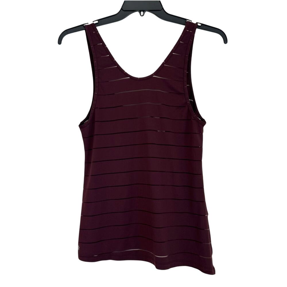 Athleta Purple Sheer Stripe Tank Top Asymmetrical Hem Women’s Small